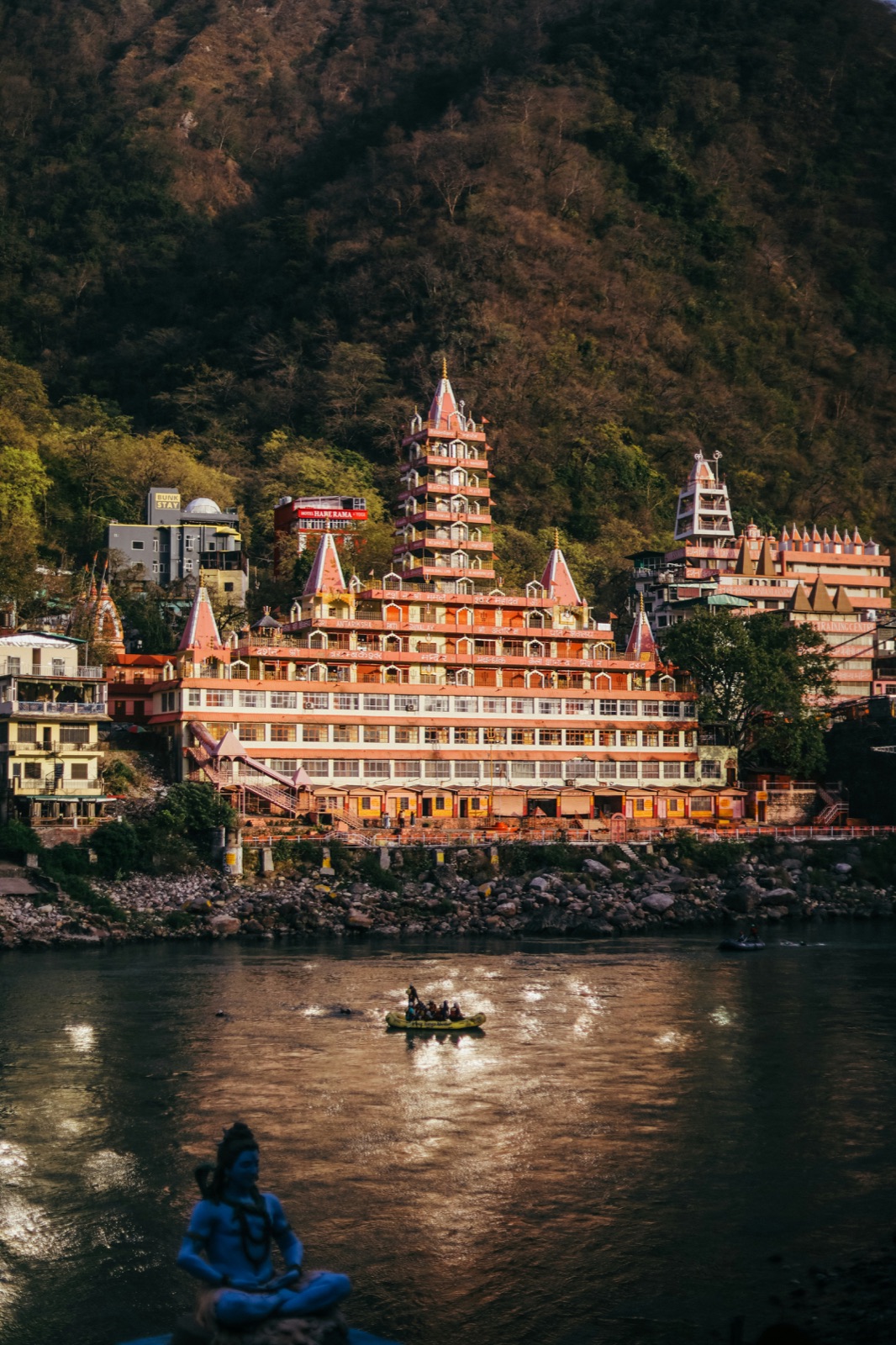 Trayambakeshwar Temple rising above the Ganges
